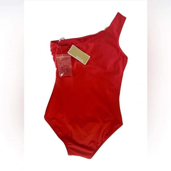 Micheal Kors Sea Coral Assymetrical Swimsuit - Picture 2 of 6